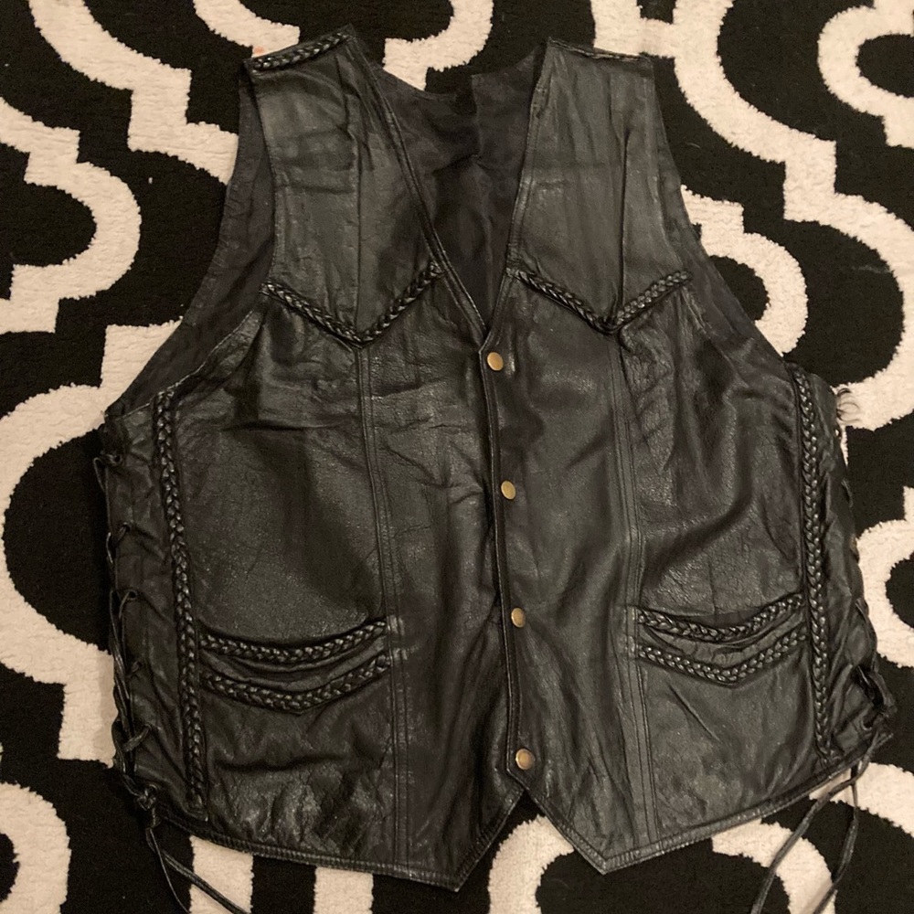 Handmade Leather Vest w/Tassel & Braided Details